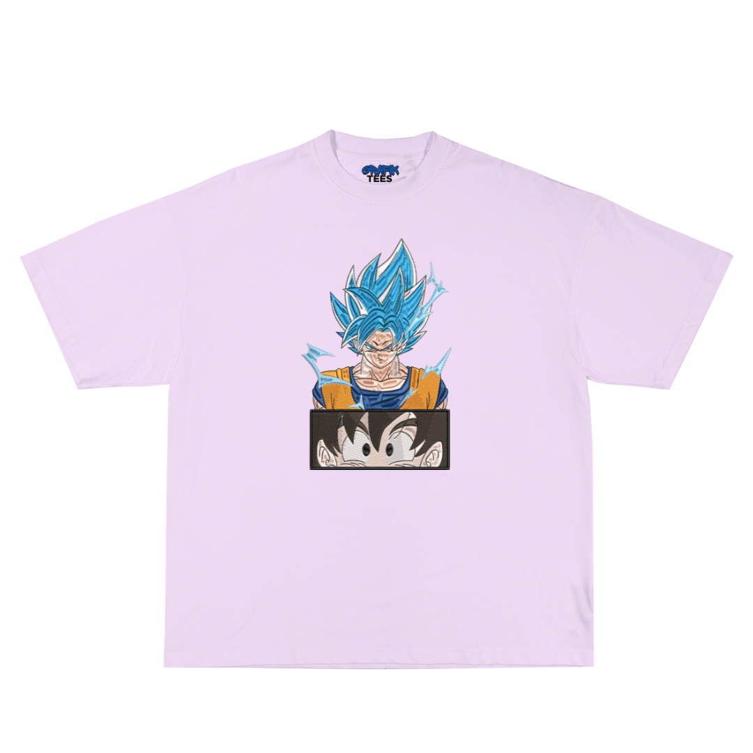 Blue Goku Embroidery Oversized Tee