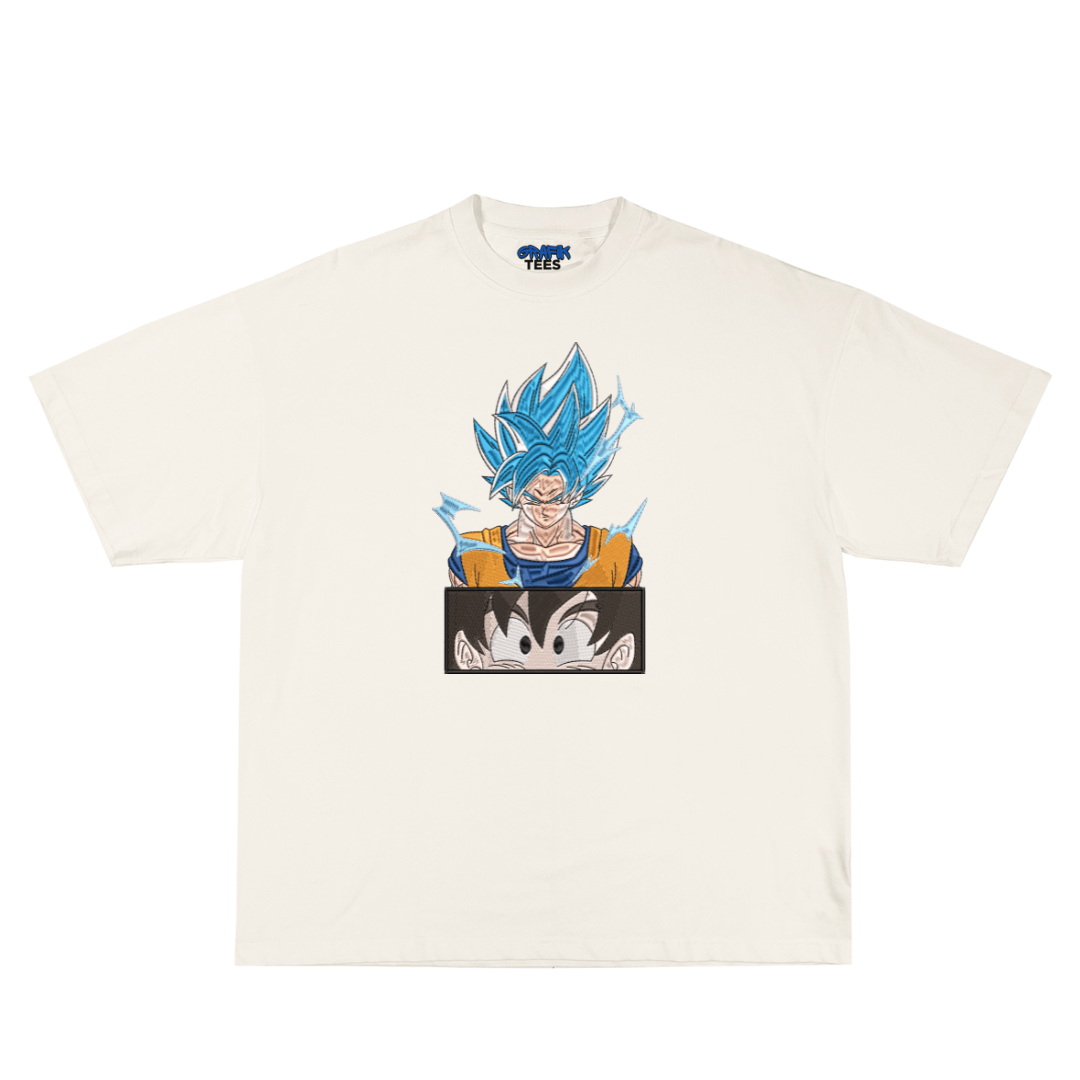 Blue Goku Embroidery Oversized Tee