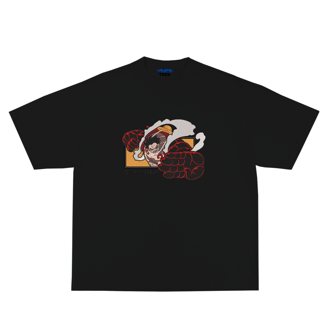 Luffy Embroidery + Printed Oversized Tee