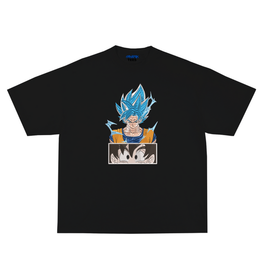 Blue Goku Embroidery Oversized Tee